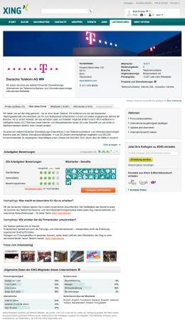 Herzstück der Kooperation von XING und kununu: Das erweiterte Firmenprofil auf XING mit kununu Bewertungs- und Arbeitgeber-Informationen