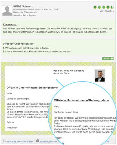 Beispiel einer Stellungnahme zur Bewertung